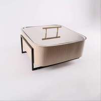 Casserole Hotpot en acier inoxydable finition argentée, design moderne et luxueux, durable, isolée, antiadhésive, chauffe-plats pour buffet et mariage