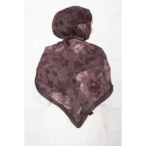 Série d'écharpes en bambou à motif floral rose foncé – Élégante coiffe et foulard - Product Image 4