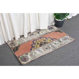 Alfombra Tejida Plana de Lana Naranja y Beige, Diseño de Patchwork Turco para Decoración para Sala de Estar, 4m de Ancho con Respaldo de Látex, 1.9x3ft - Product Image 3