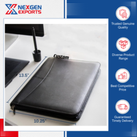 Nexgen Exports, Fabricante Confiable, Carpeta/Portafolio de Cuero Impermeable con Cierre de Cremallera, Tamaño y Color Personalizables, OEM/ODM