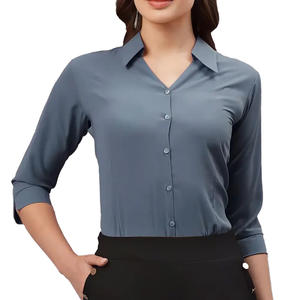 Camisa Larga Sólida para Mujer, Sofisticada, con Corte Entallado, Estilo Clásico, Informal, para Uso Diario y Profesional, 100% Algodón Transpirable - Product Image 1