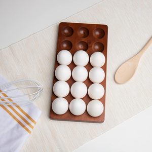 Porta Huevos de Madera, Capacidad para 18 Huevos, Organizador de Cocina, Bandejas Apilables para Almacenamiento de Huevos Marrones para 24 Huevos Frescos - Product Image 2