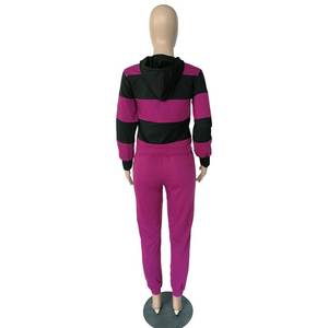 Traje deportivo sólido informal para mujer, conjunto de 2 piezas, Jersey de invierno con capucha, chándal para correr - Product Image 5