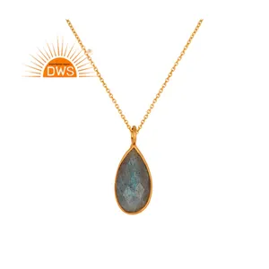 Collar con colgante de piedras preciosas de labradorita Natural chapado en oro de 18 quilates de plata esterlina superventas, fabricante de joyería fina Demi - Product Image 1