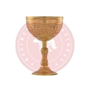 Engraved Chalice Holy Communion Gift | Antique Brass Medieval Wine Goblet | Church Religious <b>Decor</b> | Wholesale Low Price - Product Image 1