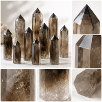 Torre de Cristal de Cuarzo Ahumado Natural Pulido, Piedra Curativa para Decoración del Hogar, Meditación, Reiki y Recolección de Energía
