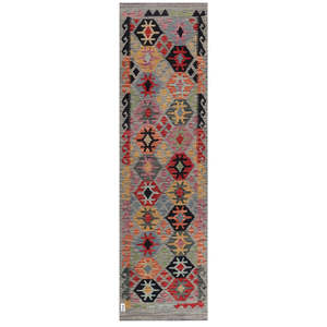 Alfombra Kilim de Maimana, Afganistán, 297 x 84 cm - Product Image 1