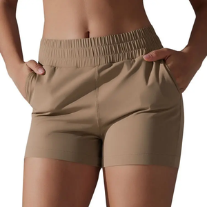 Pantalones cortos para correr de gimnasio con bolsillos y cremallera de secado rápido para mujer, cintura elástica alta, ropa deportiva de compresión para hombre, para verano - Product Image 1