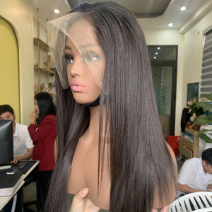 Perruque en dentelle frontale à trame unique en cheveux humains Remy du Vietnam, cheveux raides naturels - Product Image 1