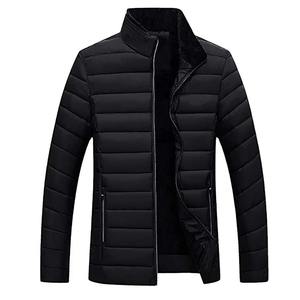 Chaqueta acolchada de lona roja para hombre con cuello alto, cremallera, impermeable, transpirable, para invierno, corte regular, informal, con logo frontal - Product Image 2