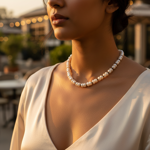 Collar de Perlas de Agua Dulce para Mujer con Cuentas de Ónix Negro, Joyería Elegante con Piedras Preciosas - Product Image 1