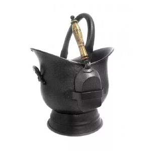 Classic style iron <b>coal</b> bucket featuring durable metal handle perfect for frequent use in fireplace cleaning tasks - Product Image 4