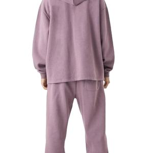 Survêtements unisexes délavés à l'acide pour hommes, avec épaules tombantes et fermeture éclair, 100 % coton French Terry, unis et vierges - Product Image 4