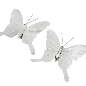 4 White Butterfly Christmas Ball & <b>Tree</b> Ornaments Decor - Product Image 3