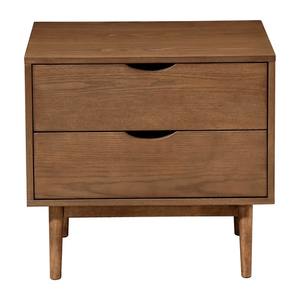 High Quality Walnut-Colored Two-Drawer Solid Wood Bedside Cabinet New Design Scandinavian Style Foldable Bedroom <b>Nightstands</b> - Product Image 1