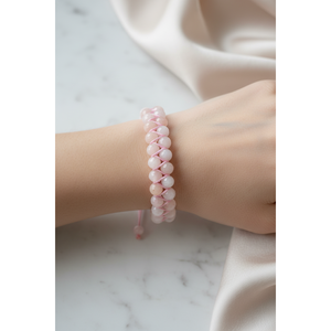 Bracciale in Macramè con Doppia Fila di Pietre Naturali Morganite 8mm - Product Image 3