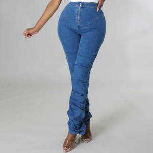 Pantalon en jean en coton de taille personnalisée pour femmes Denim respirant extensible le plus vendu pour l'été Tenue décontractée pour filles Grandes tailles propres - Product Image 4