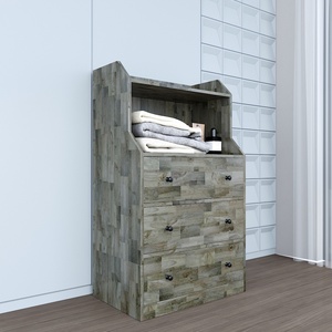 Armoire rustique européenne en bois d'hévéa TQA68032 avec 3 tiroirs, meuble de chambre pliable pour usage domestique et appartements - Product Image 5