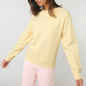 เสื้อกันหนาวคอกลมผ้าฝ้ายออร์แกนิคสีเหลืองอ่อนขนาดกลางใหม่คลาสสิก - Product Image 4