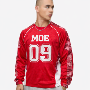 Camiseta de Fútbol Americano para Hombre, Camuflaje, Manga Larga, Malla Transpirable, Uniforme de Equipo, Ropa Deportiva, Roja, Informal, para el Día del Partido, a la Moda - Product Image 2