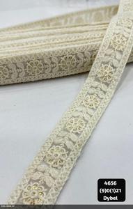 Ribete de encaje floral bordado con diseño de hojas, 100% poliéster, 3 cm de ancho, rollo de 9 metros para ropa étnica, bolsos, zapatos y textiles para el hogar - Product Image 5