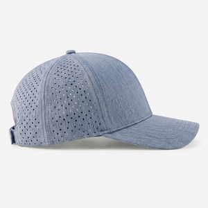 Casquette de baseball unisexe réglable à 6 panneaux, gris uni, maille respirante perforée découpée au laser, chapeau décontracté d'extérieur, vente en gros, logo personnalisé - Product Image 3