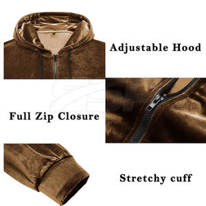 Custom Made High Quality Lightweight Winter Hooded Casual Solid <b>Velour</b> <b>Tracksuits</b> OEM Service Breathable Comfortable for <b>Men</b> - Product Image 3