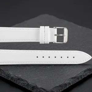 Luxury Unisex 8XL White Genuine Leather Smartwatch Band Stainless Steel Buckle Adjustable <b>Watch</b> Strap <b>Watch</b> Bands <b>Watch</b> Part - Product Image 1