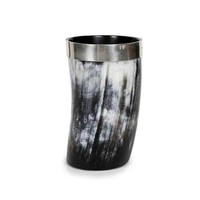Ensemble de 3 chopes et verres à bière en corne artisanaux authentiques médiévaux vikings pour la cérémonie du miel