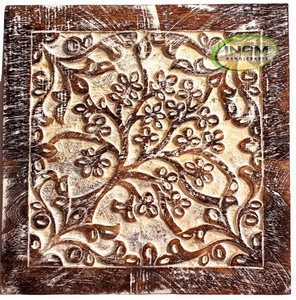 Designer Fashionable Hand Carved Wooden Tiles-Beautiful Wall Tiles Novelty <b>Gifts</b> - Product Image 1