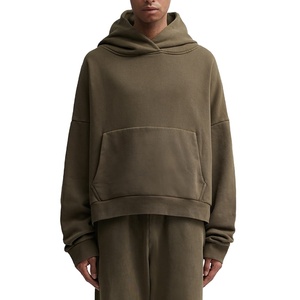 custom hoodies <b>men's</b> 100% cotton oversized drop shoulder streetwear heavyweight <b>pullover</b> blank vintage wash crop hoodie <b>for</b> <b>men</b> - Product Image 3