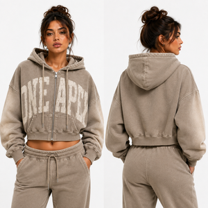 เสื้อฮู้ดโอเวอร์ไซส์ผู้หญิง ONE APEX พรีเมียม ผ้าฝ้ายหนานุ่ม ระบายอากาศได้ดี ล้างสีแบบแอซิดวอช สไตล์สตรีทแวร์ - Product Image 5