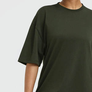 Custom Drop Shoulder T-Shirt For Adults Women Streetwear Cotton Made <b>Plain</b> Color Women Oversized T Shirts - Product Image 5