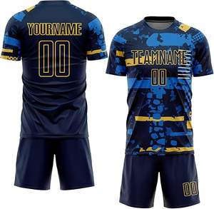 Uniformes de fútbol transpirables de alta calidad Set Custom Blue Pink Yellow Green Color Men's Team Soccer Wear Kits - Product Image 3