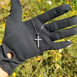 925 Sterling Silver Moissanite <b>Cross</b> Pendant Vintage Style Women's Gift Passes Diamond Tester - Product Image 3