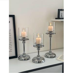 Home Decoration Metal Candle Holder Candle Stand for Lighting and <b>Set</b> Stylish Antique Finish Decorative Candle Jar Holder - Product Image 1