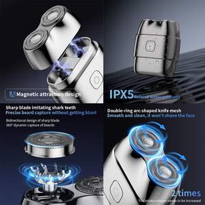Afeitadora Eléctrica Portátil Plateada para Hombre, Doble Anillo, Doble Cuchilla, Lavable, Afeitado en Seco y Húmedo, Mini Afeitadora Impermeable - Product Image 1