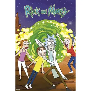 Poster sur toile style Art Déco Rick et Morty, encadré moderne, décoration murale pour la maison, idée cadeau d'anniversaire - Product Image 1