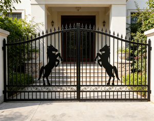 Wholesale <strong>Modern</strong> House Exterior <strong>Entrance</strong> Wrought Iron Driveway <strong>Gate</strong> 16ft 20ft Decorative Metal <strong>Gate</strong> Horse <strong>Design</strong> - Product Image 2