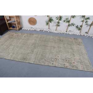 Tapis turc vintage 4.9 x 10.4ft tissage plat en laine verte avec motif patchwork pour les décorations de salon et les couloirs - Product Image 2