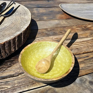 Bol à salade circulaire en bois d'acacia imprimé UV de qualité supérieure, artisanat artisanal |   Vaisselle durable et élégante pour les restaurants et les foyers - Product Image 1
