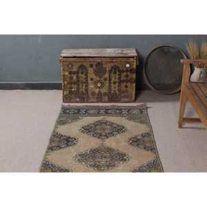 Alfombra Turca, Alfombra de Pasillo de 3.1x10.5 pies, Alfombra de Lana Marrón y Azul - Product Image 4