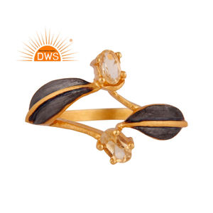 Último diseño hecho a mano 18K chapado en oro Natural citrino piedra preciosa apilable anillo Demi joyería fina para mujer regalo para ella - Product Image 1