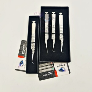 Pinzas de extensión de pestañas de acero inoxidable personalizadas de alta calidad Diseño de agarre de diamante Fondo de labio pulido completo 90 45 grados - Product Image 1