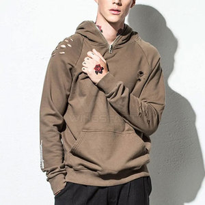 Léger nouveauté hommes en détresse sweats à capuche fabriqués en usine 100% coton respirant hommes en détresse sweats à capuche - Product Image 3