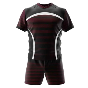 Ensembles courts personnalisés de haute qualité imprimés bleu noir à séchage rapide uniformes de rugby respirants pour jeunes pour équipes et vêtements de sport - Product Image 6