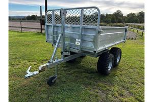 Galvanized Steel Farm <b>Trailer</b> with Diamond Mesh Sides and Dual Axle for <b>Tractor</b> Towing - Product Image 4