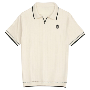 <b>Mens</b> <b>White</b> Cable Knit Polo <b>Shirt</b> Premium Cotton Knitwear Short Sleeve Textured Classic Fit Casual Smartwear Apparel - Product Image 2