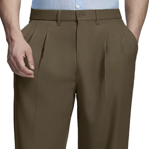 Pantalons habillés décontractés pour homme, à jambes larges plissées, style old money, coupe décontractée vintage, pantalons amples, directement de l'usine - Product Image 1