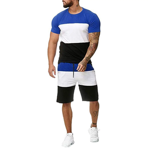 Été Nouveau Style Hommes Casual Striped Loose Knitting Sports 2-Piece Set Short T-Shirt à manches courtes 3D Thermal Breathable - Product Image 6